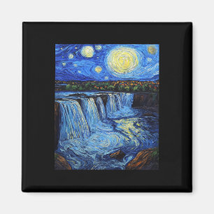 Aimant Chutes du Niagara - Style Van Gogh - Nuit étoilée