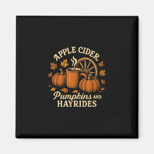 Aimant Cidre de pomme citrouilles et promenades en charre