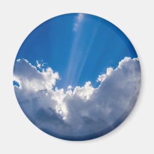 Aimant Ciel bleu avec les nuages et le rayon du soleil