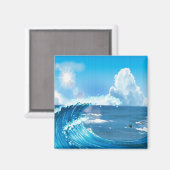 Aimant Ciel bleu avec rayons soleil Art japonais Wave (Recto/Verso)