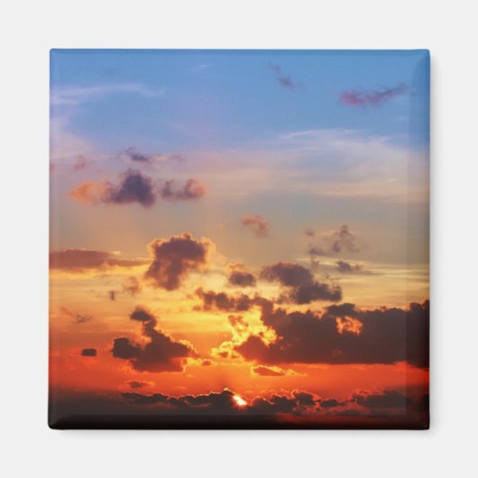 Aimant Ciel bleu et coucher de soleil rouge (Devant)