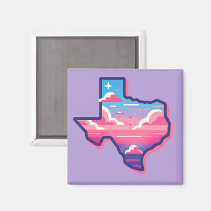 Aimant Cieux de barbe à papa rose et bleue du Texas
