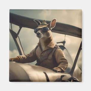 Aimant "Cieux Vintage : Le pilote kangourou dans un vieux
