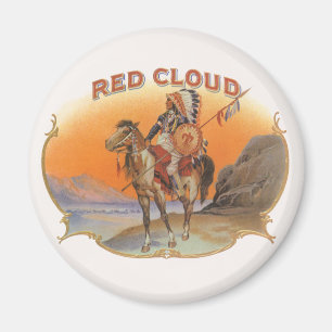 Aimant Cigar vintage Art Étiquette, Red Cloud Indian en c