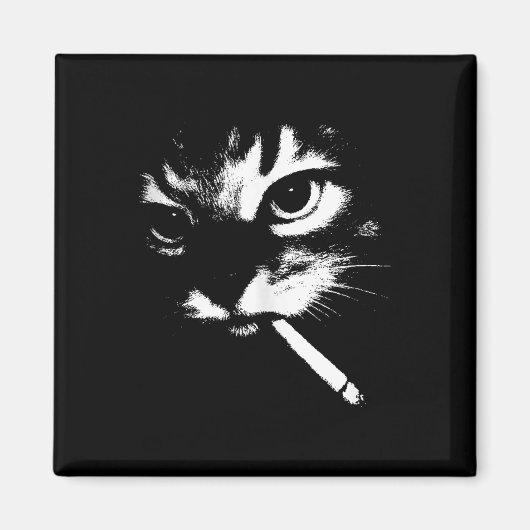Aimant Cigarette Kitten Drôle Fumer Mème Chat Gangster C (Devant)