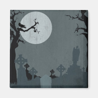 Aimant Cimetière et Pleine lune pour Halloween
