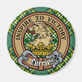 Aimant Cimier de lion Clan Currie sur Tartan (Devant)