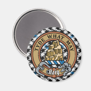 Aimant Cimier du clan Haig sur tartan à carreaux