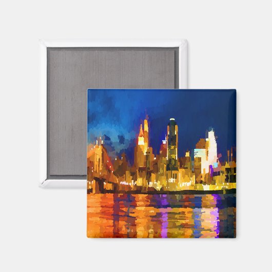 Aimant Cincinnati Ohio Skyline la nuit (Recto/Verso)