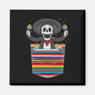 Aimant Cinco De Mayo 2025 Calaca Poche Blanche Serape Me
