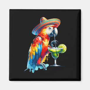 Aimant Cinco De Mayo Chapeau Mexicain Perroquet Buvant Un