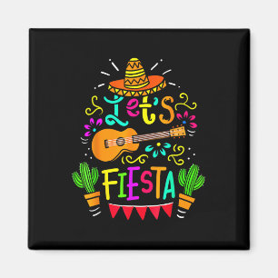 Aimant Cinco De Mayo Guitare Mexicaine Lets Fiesta Cactus