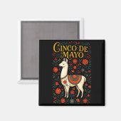 Aimant Cinco de mayo - lama fête célébration art (Recto/Verso)