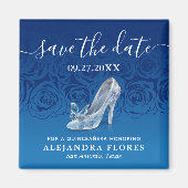 Aimant Cinderella Slipper Blue Quinceanera Enregistrer la (Devant)