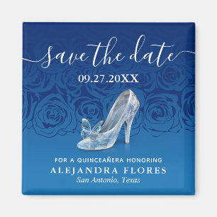 Aimant Cinderella Slipper Blue Quinceanera Enregistrer la