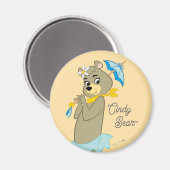 Aimant Cindy Bear tenant le parasol (Recto/Verso)