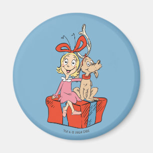 Aimant Cindy Lou Who et Max sur un cadeau