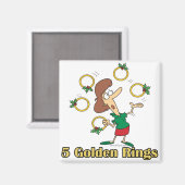 Aimant cinq anneaux d'or 5e jour de noël (Recto/Verso)