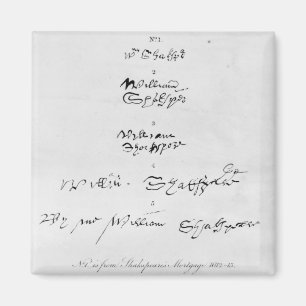 Aimant Cinq autographes véritables de William Shakespear