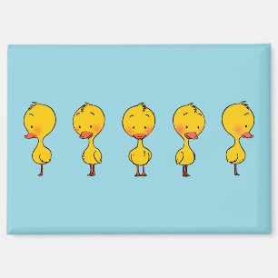 Aimant Cinq mignons Canards Jaunes Caricaturés