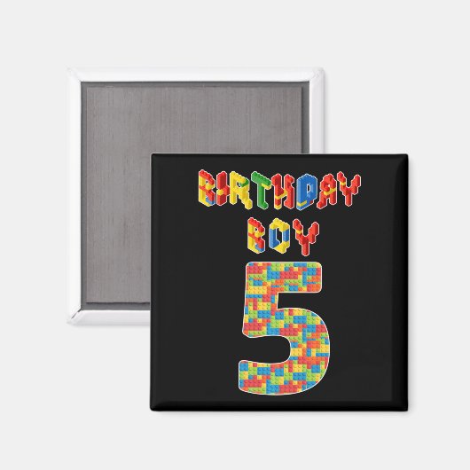 Aimant Cinq Year Old Toxits Building Block 5th Birthday B (Recto/Verso)