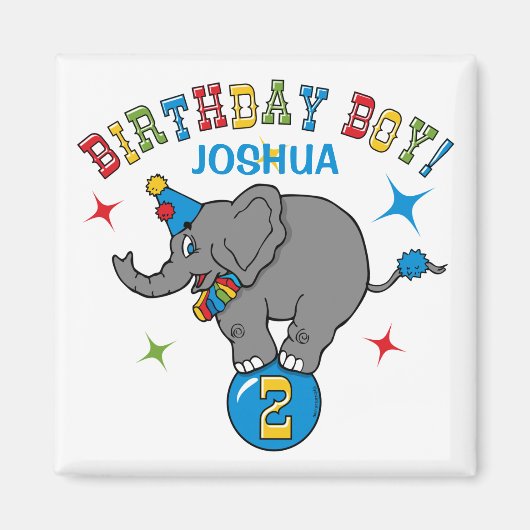 Aimant Circus Elephant 2e anniversaire (Devant)