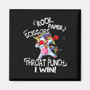 Aimant Ciseaux de papier roche Throat Punch I Win Unicorn