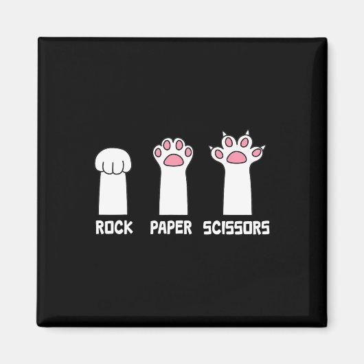 Aimant Ciseaux Papier Rocher Pâtes de chat Jeu mignonne P (Devant)