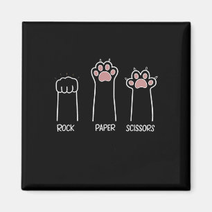 Aimant Ciseaux Papier Rocher Paw Game Chat Aimer Animal E