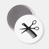 Aimant ciseaux peigne de coiffeur noir (Recto/Verso)