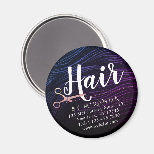 Aimant Ciseaux Rose Gold Coiffeur Coiffeuse Beauté (Recto/Verso)