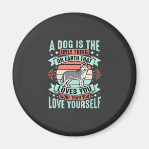 Aimant Citation Amoureux de Chien Graphique Husky Vintage