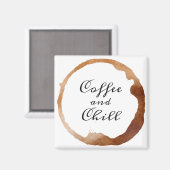Aimant Citation café et froid sur une tache de café desig (Recto/Verso)
