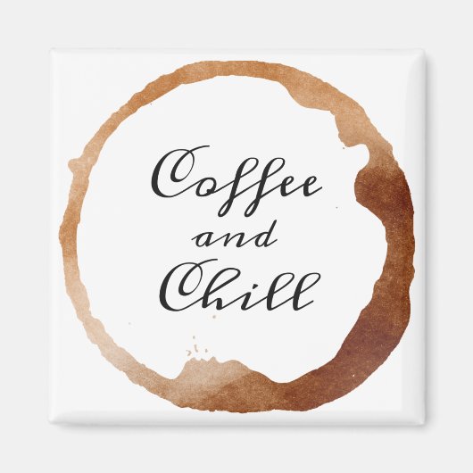 Aimant Citation café et froid sur une tache de café desig (Devant)