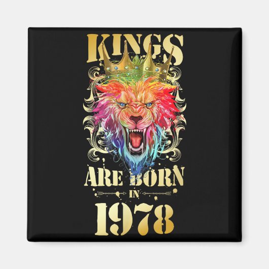 Aimant Citation d'anniversaire Roi Couronne Lion né en 19 (Devant)