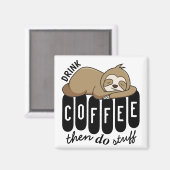 Aimant Citation de café mignon couché (Recto/Verso)