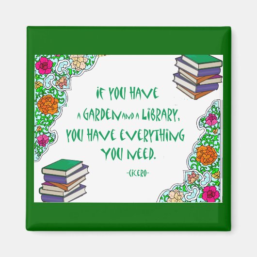 Aimant Citation de Cicéron sur l'aimant des bibliothèques (Devant)