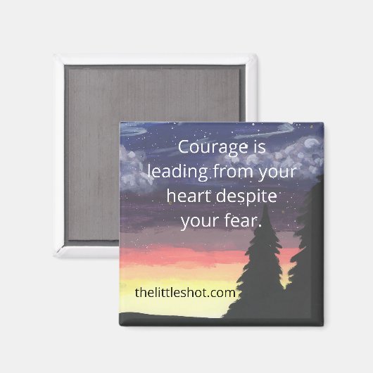 Aimant - Citation de courage, Carré (Recto/Verso)