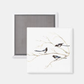 Aimant Citation de famille avec aquarelle Magpie Bird Fam (Recto/Verso)