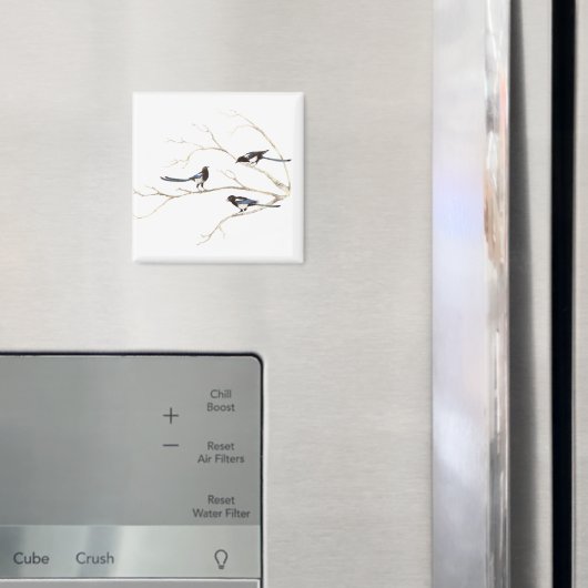 Aimant Citation de famille avec aquarelle Magpie Bird Fam (In situ (réfrigérateur))