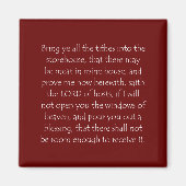 Aimant Citation de l'écriture Malachi 3 10 (Devant)