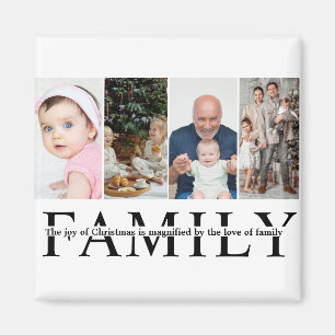 Aimant Citation de Noël pour famille moderne à 4 photos e