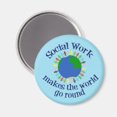 Aimant Citation de travail social inspirationnel Monde bl (Recto/Verso)