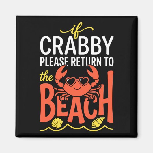 Aimant Citation de vacances à la plage de crabes mignons (Devant)