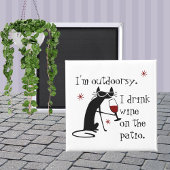 Aimant Citation de vin de Patio avec chat noir