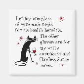Aimant Citation de vin Witty Comebacks Cat noir (Devant)
