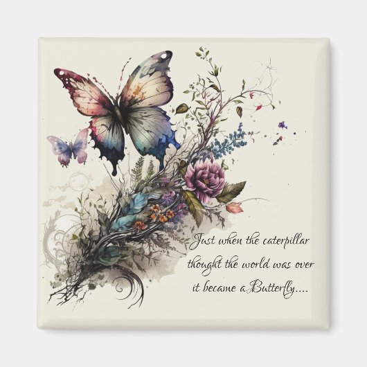Aimant Citation d'encouragement pour papillon (Devant)