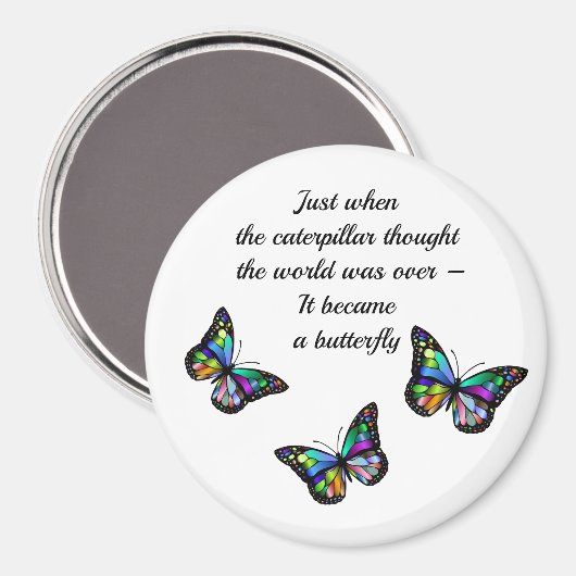 Aimant Citation d'encouragement pour papillon (Recto/Verso)