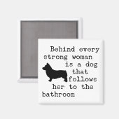 Aimant Citation d'humour de chien - Corgi (Recto/Verso)