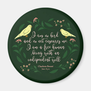 Aimant Citation d'Oiseau Floral Vert Charlotte Bronte Jan